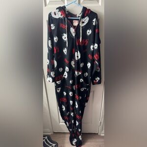 Kiss Paul Stanley Starchild Black and Red Onsie Pajamas w/ Feet Adult Medium
